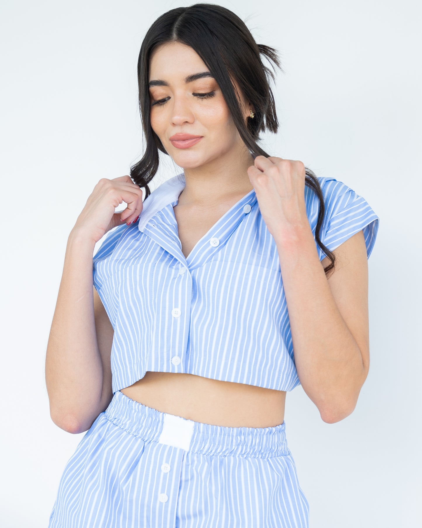 Marinière Poplin blouse with Shorts